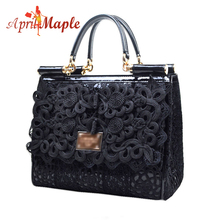 Hot sale women genuine leather handbags messenger bag race line bag by famous designers with cell phone holder & many pockets