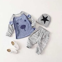 Retail 2016 New baby boy clothes next* clothing 3 pcs The cartoon dog warm long sleeves trousers baby boy set