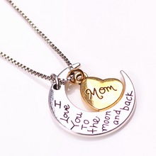 2015 New moon and heart necklaces DIY necklace pendants love style zinc alloy pendants jewlery Wholese