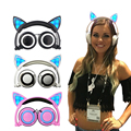 Cute Cat Ear Headphones Creatives Luminous Foldable Flashing Glowing Gaming Headset with LED light For Sumsung