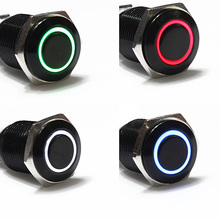12V Car Aluminum Metal Switch Blue Green Red White LED Push Button Latching Push On Start