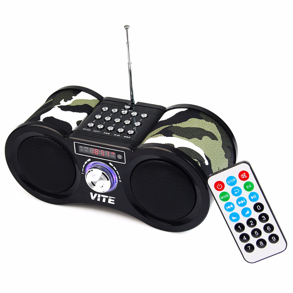 Stereo FM Radio Camouflage USB/TF Card Speaker MP3 Music Player with Remote Control Radio FM F9203M