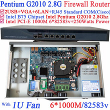 Intrusion detection systems 1U Friewall Barebone PC with Intel Pentium G2010 2.8Ghz 6*1000M 82583v Lan Wayos PFSense ROS support
