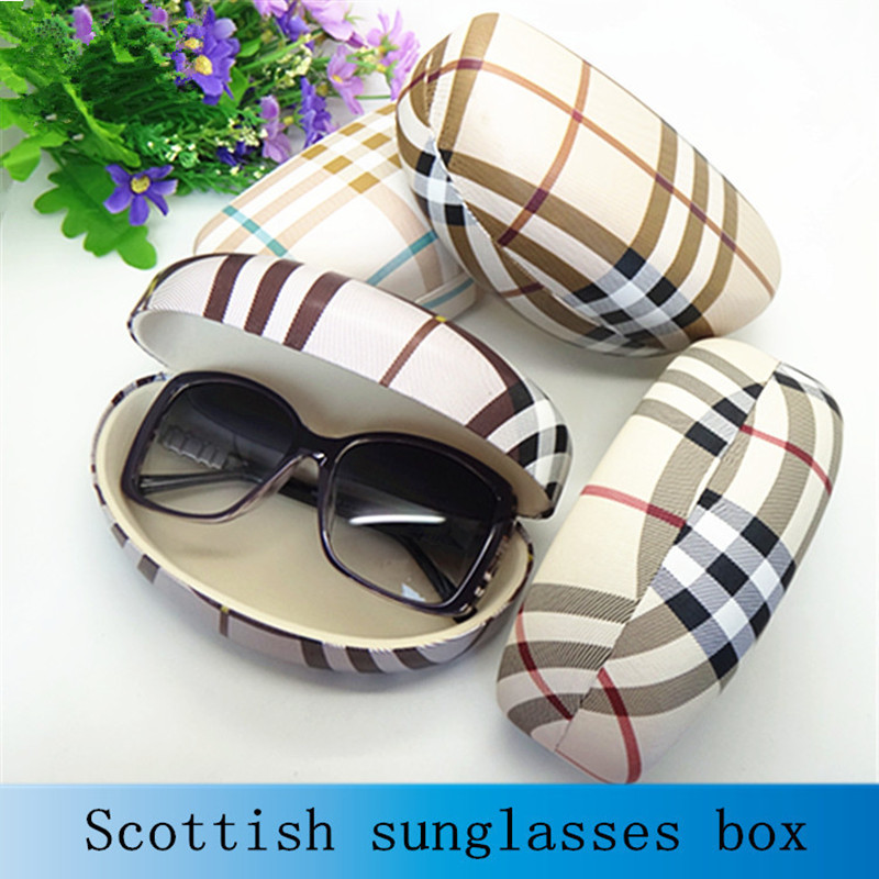 Hot sale fashion hard big sunglasses box for women suglasses case font b plaid b font