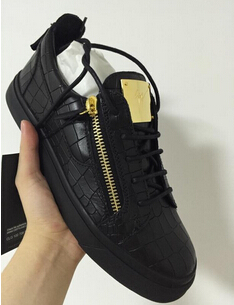2016 Brand New leisure women zanotties all black low top shoes discount mens guiseppes plus size35-46 with box & dust bag