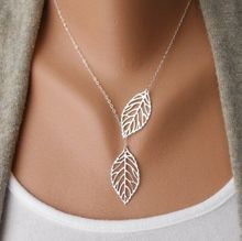 American jewelry metal leaf Necklace Pendant Chain double leaves clavicle short female aliexpress explosion accessories