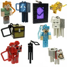 10pcs Multi-pattern Minecraft Micro World 2 Hanger Keychain Keyring Clip Figures Games Toys Free Shipping