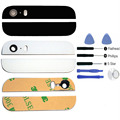 Back Housing Top Bottom Glass Cover with Camera Flash Lens 3M Adhesive for iPhone 5S Replacement