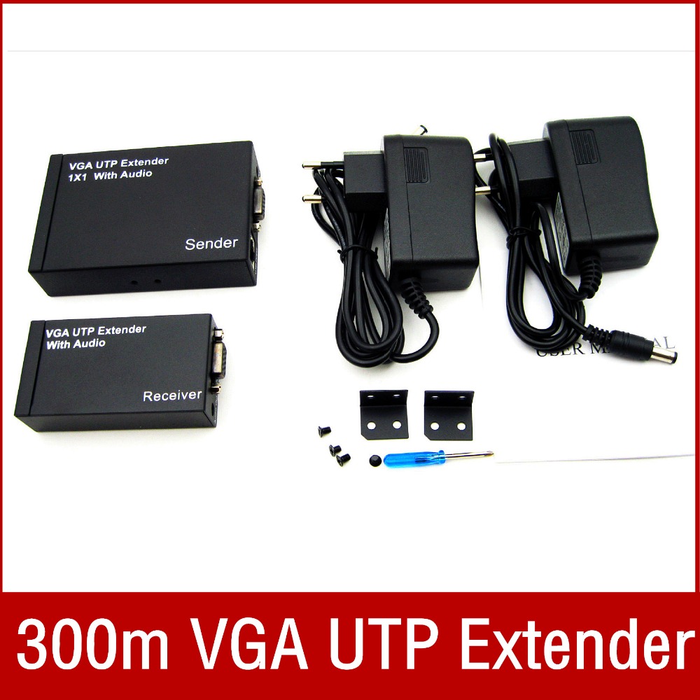 2 port VGA extender splitter By cat5e/6 up to 300M(VGA loop+Ethernet port) VGA audio video extender splitter