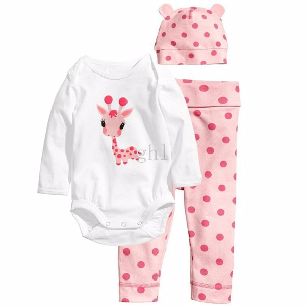 2016 New Fashion Baby Boy Clothing Set 3pcs(Long-sleeved Romper+hat+pants) Infant Newborn Baby Girls Character Clothes Suit 08