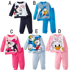 Classic Children's Pajamas Suits Mickey Mouse Full Sleeve T-shirts Trousers Suit Candy colors Top Quality Kids Pajamas LP6
