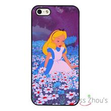 Alice In Wonderland Flowers back skins mobile cellphone cases for iphone 4/4s 5/5s 5c SE 6/6s plus ipod touch 4/5/6