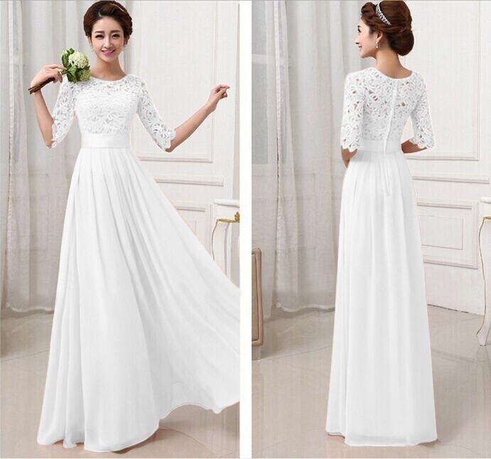 Collection Long White Casual Dresses Pictures - Reikian