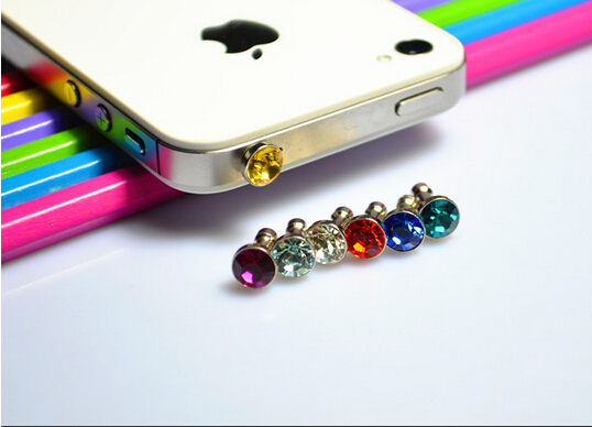 10pcs crystal diamond dustproof anti dust plug for 3 5 MM headphone earphone jack smart phone
