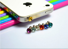 10pcs crystal diamond dustproof anti dust plug for 3.5 MM headphone earphone jack smart phone free shipping