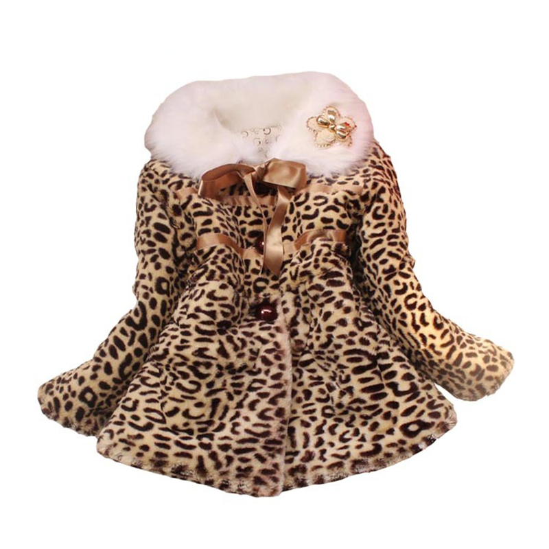 2016 New High Quality Baby Girls Coat Fleece Girls Winter Leopard Coat  Kids Outerwear Children Girl Outfits Warm Jackets