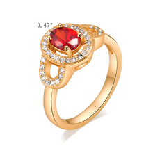 High Quality 18K Gold Plated Ruby Finger Rings Elegant Brand Jewelry CZ Diamond Austrian Crystal For