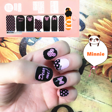 Black & Pink m&m Mouse child Nail Arts Nail Sticker Waterproof Nail Decal Sticker Gel Polish French Manicure Patch Full Tape