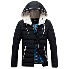 Brand New 2015 Fashion Slim Fit Feather Thick Cotton Padded Jacket Men Warm Parkas Plus Size