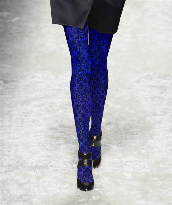 Ladies fashion personalized stockings vintage navy blue royal print