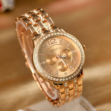 Famous Brand Men Women Rose Gold Geneva Stainless Steel Quartz Watch Military Crystal Casual Analog Watches