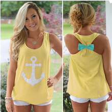 Anchor printing navy wind bows condole belt vest dress