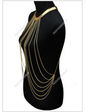 Gold Sexy Body Chain Women Necklaces Pendants Tassel Alloy Punk Long Necklace 2015 New Designer Female