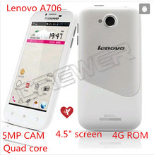 Original Lenovo A706 MSM8225Q Quad Core Phone 4.5″ 4GB ROM Android 4.1 GPS 32G memory card 5MP Camera Bluetooth smartphone