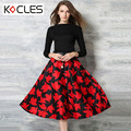 Women Fashion Fit And Flare Maxi Big Swing Dress 2016 Spring Autumn Belted Tunic Long Sleeves