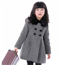 2015 Retail children outerwear coats for grils,woolen fashion gril coat,5-14years long kids coat for girls,free shipping