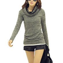 Women Turtleneck Sweater 2016 New Autumn Winter Fashion Slim Long Sleeve Casual Fleece Pullovers Warm Knitwear pull Femme