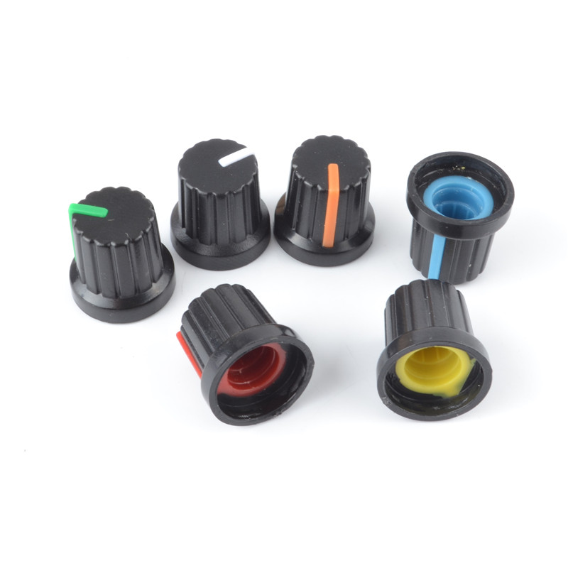 Manopola potenziometro in plastica foro dell/'albero 6mm controllo volume testa zigrinata Cap