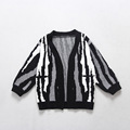 Retail Autumn Winter Korean Knitwear Cardigan Boys And Girls Zebra stripe Rabbit Fiber Sweaters Kid Fashion