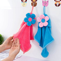 Cute 3D Flower Kitchen Towel Coral Fleece Absorbent Napery Kitchen Accessories Kids Hand Towels Cleaning Cloths
