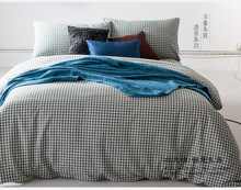 Cotton Bedding Set Green Plaid Flitted Bed Sheet Duvet Cover Bed Linens Set Twin Full Queen King Size Bedclothes Home Deco