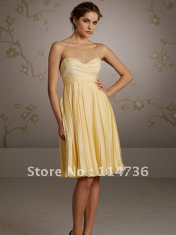 Simple yellow bridesmaid dresses
