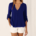 5XL Women Lady Girl Sexy V Neck Summer Casual Half Sleeve Silm Chiffon Shirt Blouse camisa