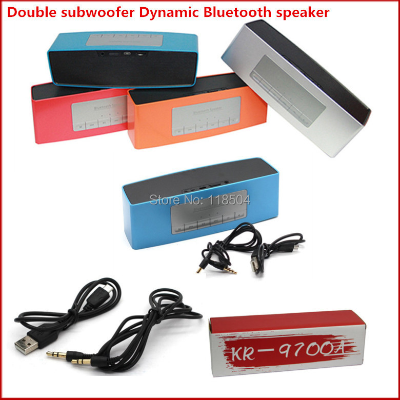 Free Shipping HIFI Portable Double subwoofer Dynamic Stereo Bluetooth speaker Multi-function MINI Wireless Speaker with TF card