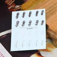 20pcs sheet Black White Feather Nail Art Decals Water Transfer Nail Art Stickers Tips Feather Decals