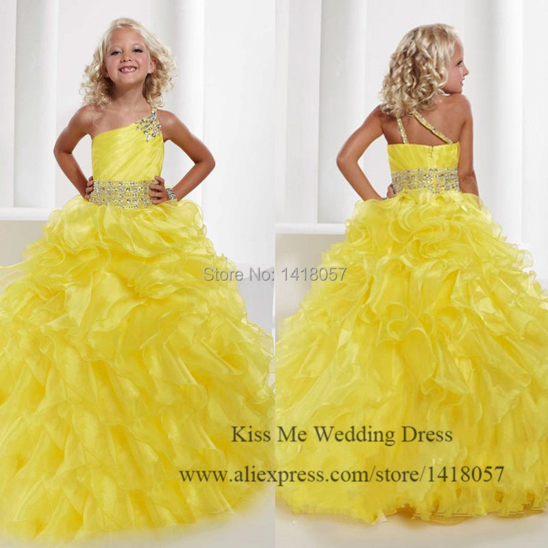 Bright yellow junior bridesmaid dresses