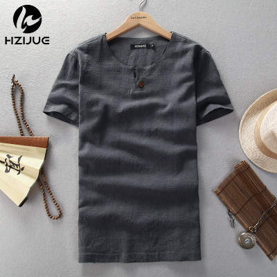 2015 Summer Style Men T shirt Fashion solid color Fitness T shirt linen Short Slim Fit