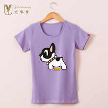New Fashion Women T Shirt Vogue Lovely Dog printed Tee Tops For Woman Clothing O Neck
