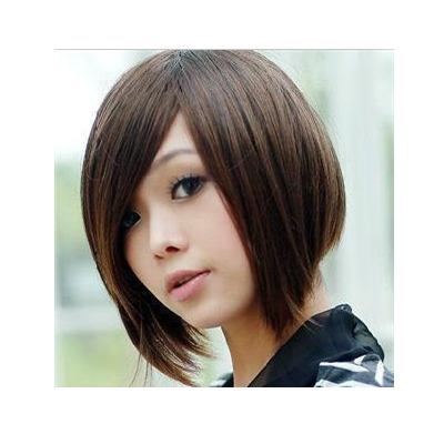 Fashion handsome wigs female oblique bangs short hair repair high temperature wire bobo wig