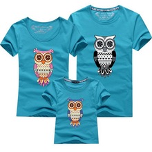 2015 New Family Look Owl Printed T Shirts 12 Colors Summer Family Clothes Father Mother Daughter