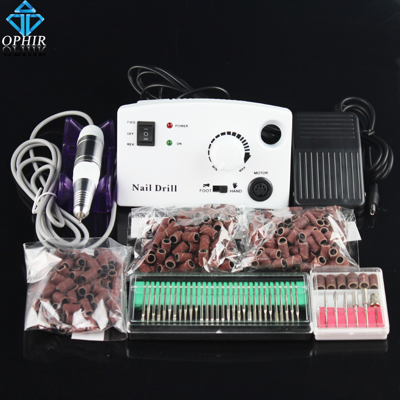 2014 OPHIR30000RPM White Nail Drill Kit Pedicure Manicure with Bits+degreeSanding Bands Nail Tools110VUSPlug#KD146WU+163+165-167