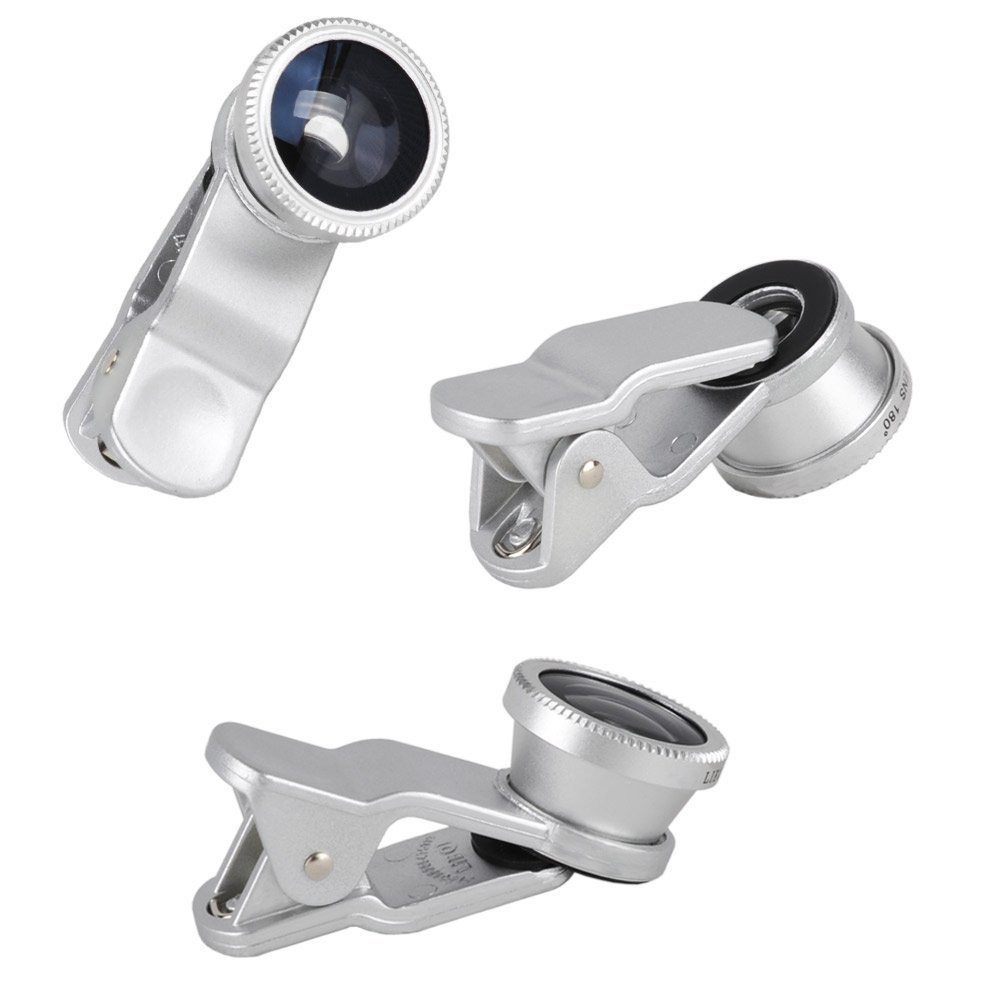 LIEQI LQ-011 3 in 1 Universal Mobile Phone Clip-on 0.65X Wide-angle + Fish Eye + Macro Lens - Silver 2