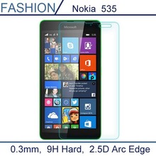 0.3mm Tempered Glass for Nokia Lumia 535 2.5D Arc Edge 9H Hard Ultra Thin Screen Protector with clean tools