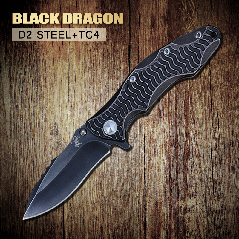 XINZUO made ball bearing washer new folding knife D2 stainless steel black stonewashed blade with titanium