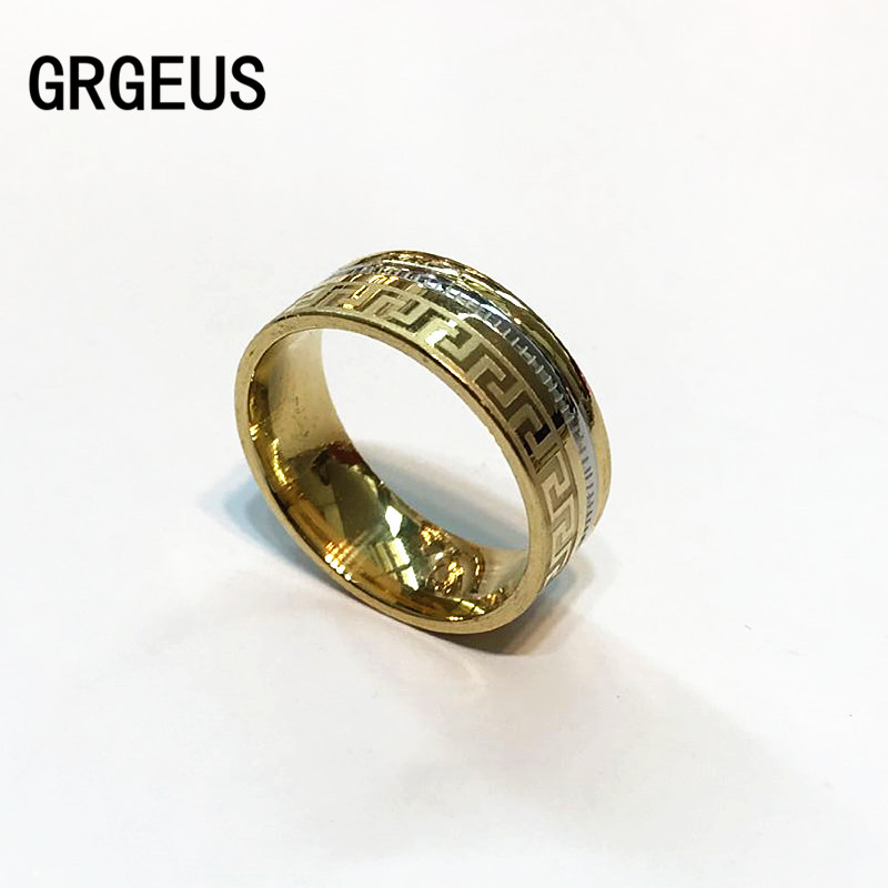 square fashion accessories simple two colors golden and sliver great wall men male ring titanium 316l - Wedding Rings For Cheap square fashion accessories simple two colors golden and sliver great wall men male ring titanium 316l - Wedding Rings For Cheap