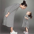 Fashion mom and kids couple look stripe family matching outfits Baby Girls clothes dress mother daughter